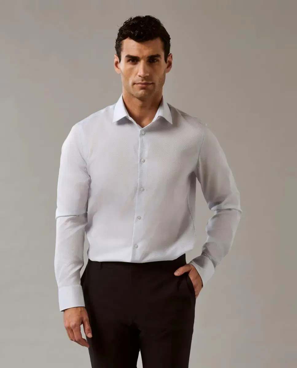 Мужская рубашка из хлопка с эластаном Slim Fit Calvin Klein, Azul Claro