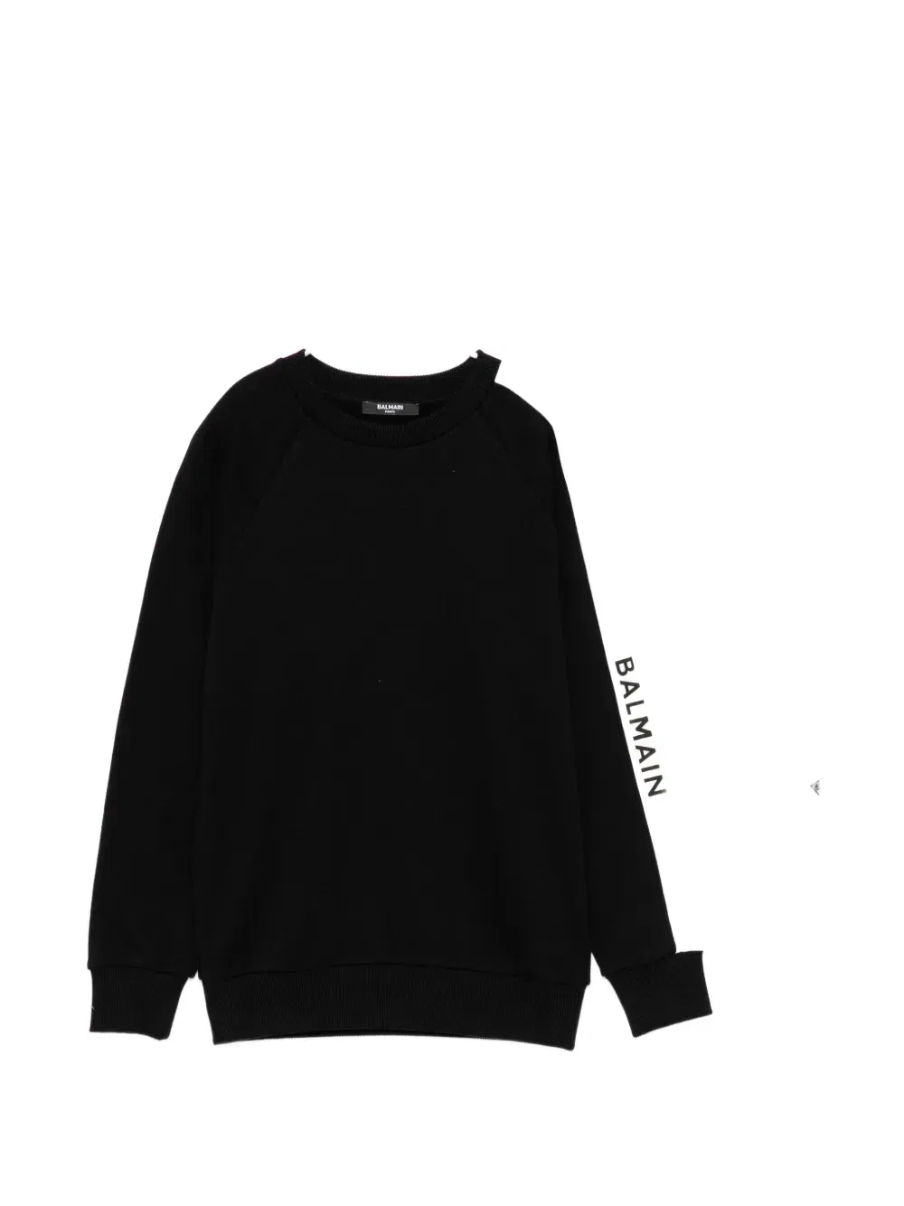 Свитер с принтом логотипа и рукавами реглан Balmain Kids, черный