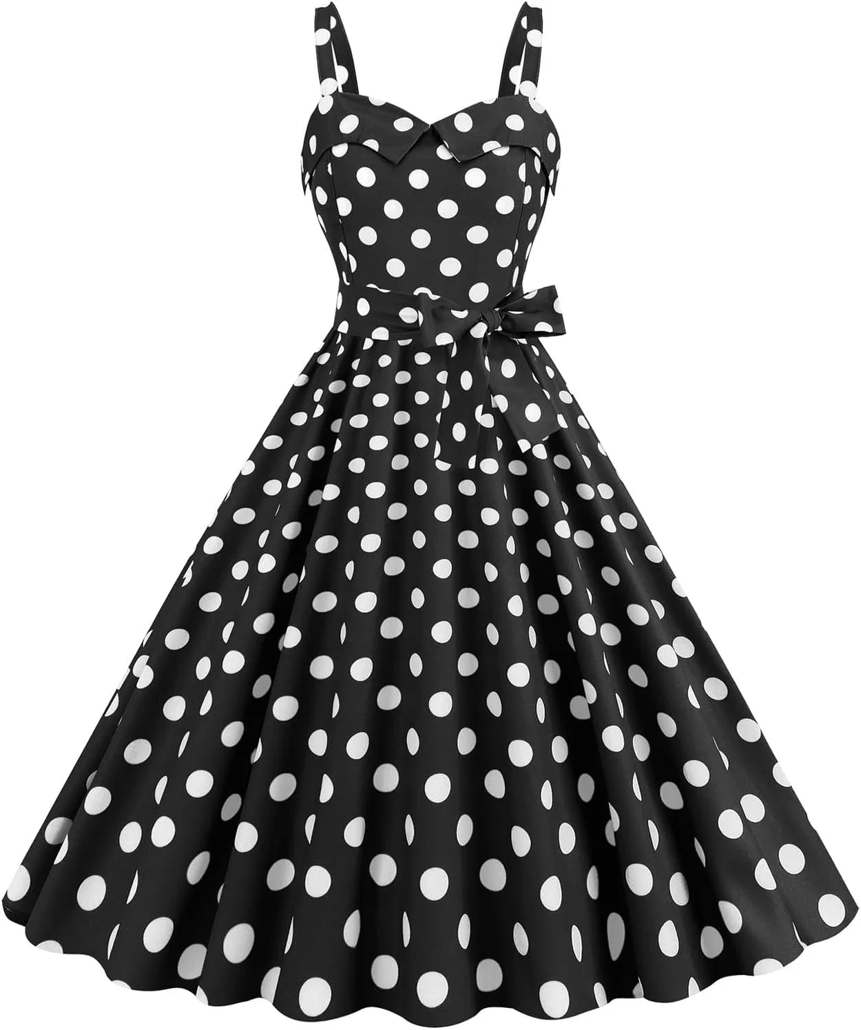 Женское платье с подтяжками в стиле ретро 1950-х, Black — фото 3