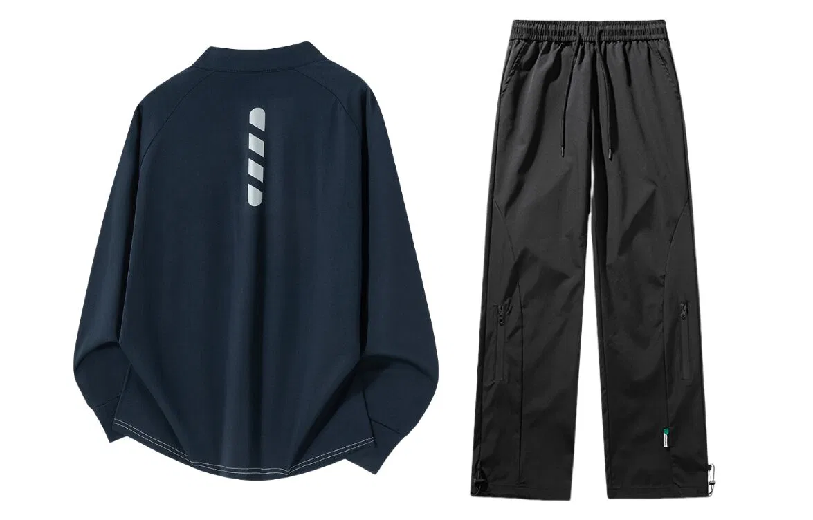 Детский комплект толстовки с воротником-стойкой Moderate, GWAF, Navy Blue & Dark Gray Top+Black Pants