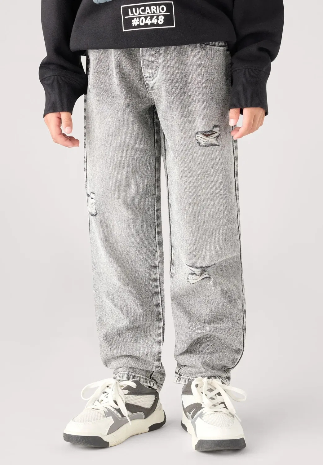 Pantalone Jeans Lungo Con rotture - джинсы свободного кроя Terranova, Grigio Denim — фото 2