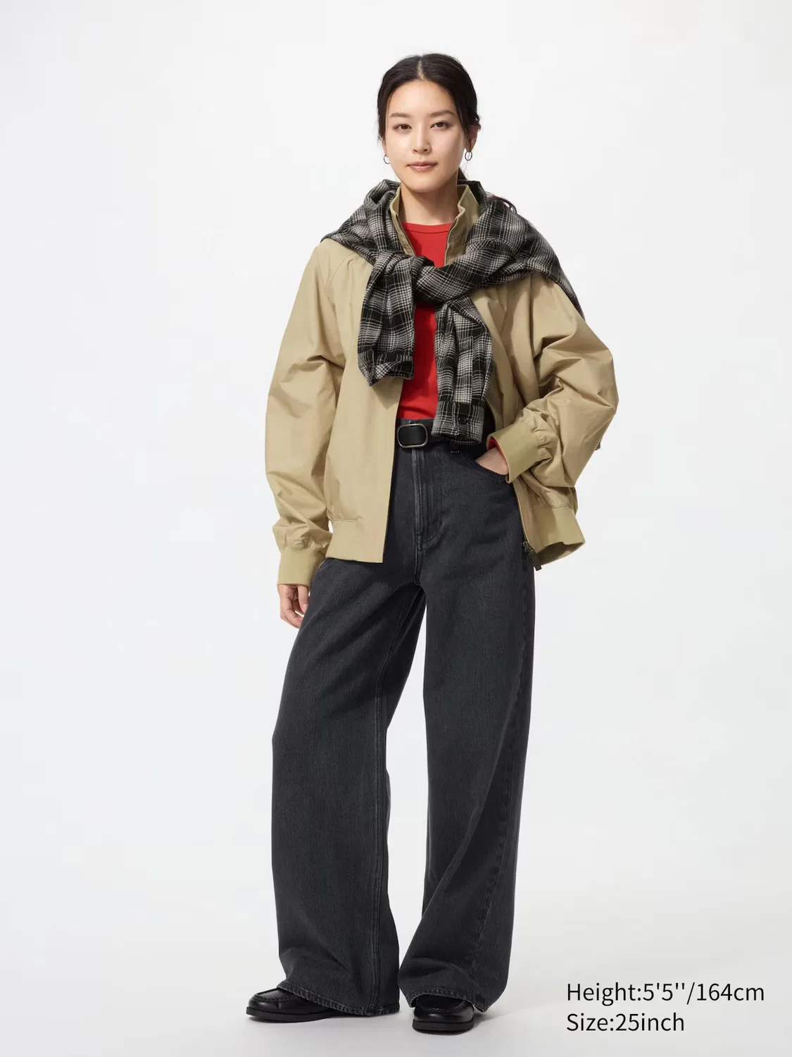 Джинсы Uniqlo, с высокой посадкой и широкой талией, темно-серый