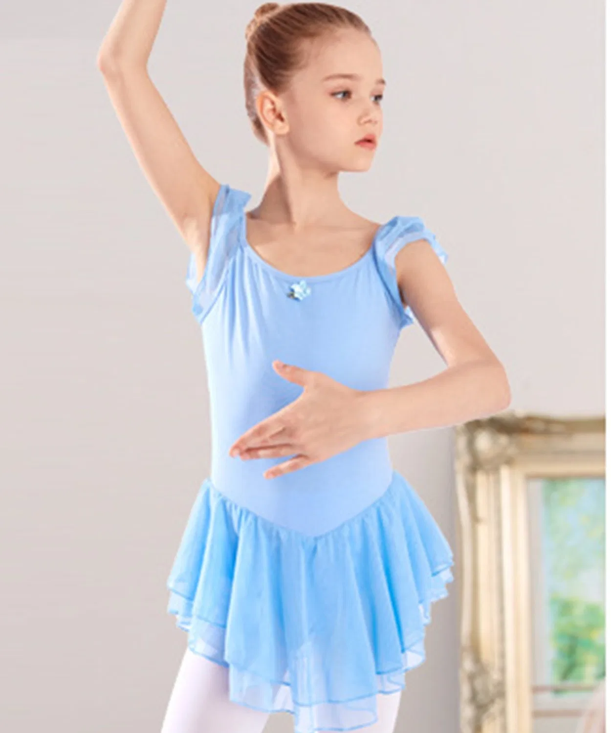 Детский купальник для девочек с фриллами, модель Double Mesh Frill Leotard DAY CLOSET, Purple — фото 4