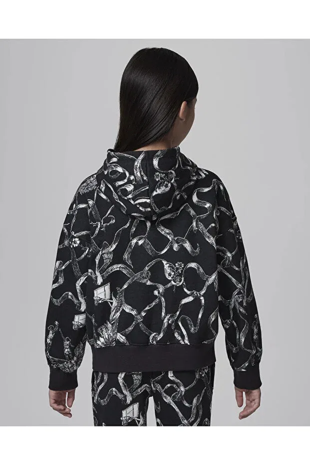 Детское худи для девочек с принтом Nike Jordan WJ Brkln Ln Flc Aop Po Hoodie, G0T — фото 2