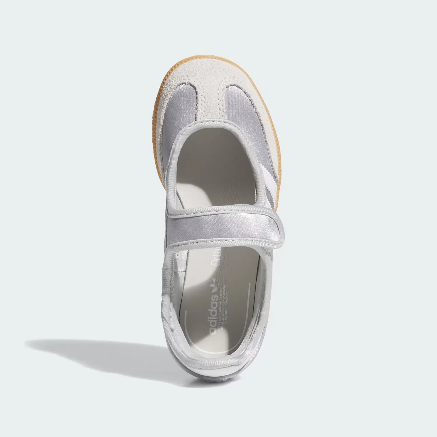Детские кроссовки на липучках Samba Jane Adidas Originals, серебристый металлик/белый/гум — фото 2
