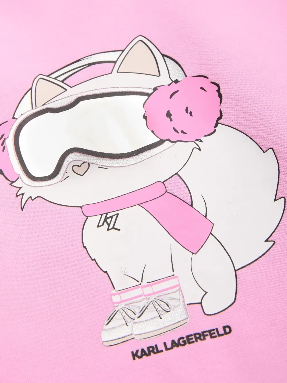 Платье с капюшоном и принтом Ikon Choupette Karl Lagerfeld Kids, розовый — фото 3