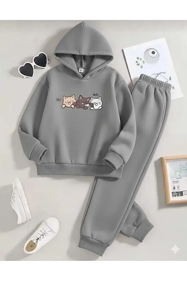 Детский комплект свитшот-брюки с принтом Basics Nice Clothes, Gray