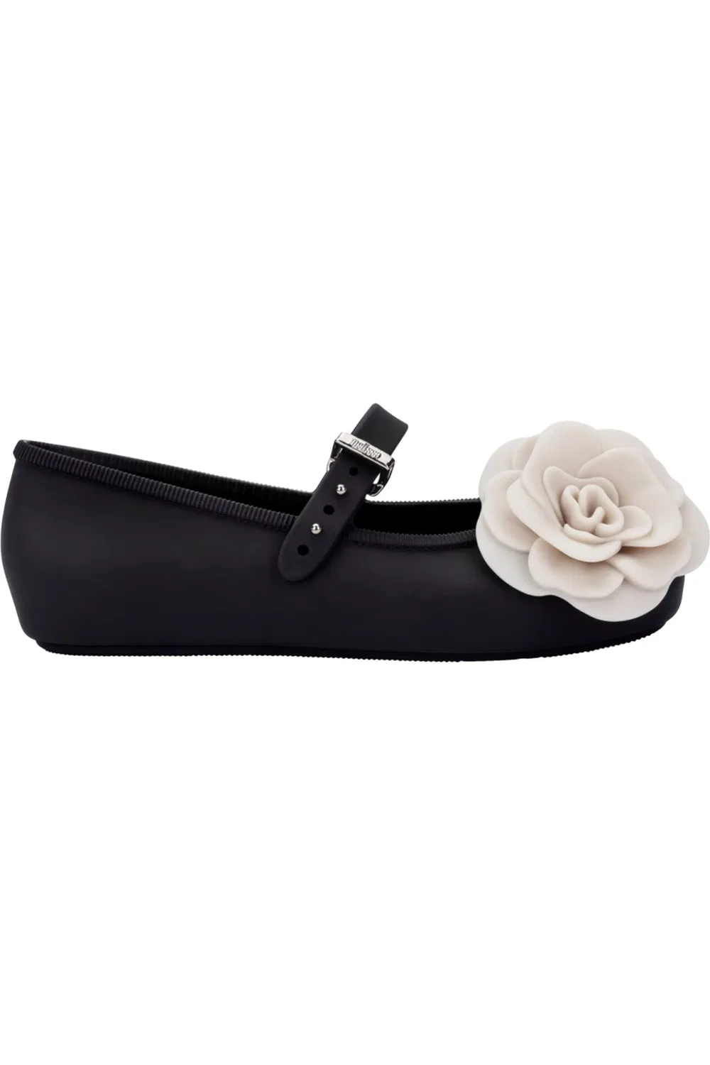 Детские туфли балетки с цветочными аппликациями Mini Melissa, черный — фото 2