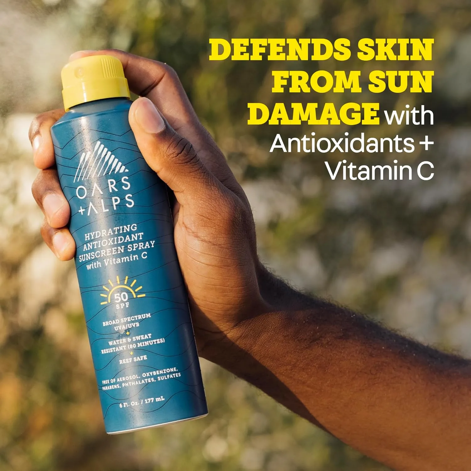 Oars + Alps SPF 50 солнцезащитный спрей для лица и тела, быстровпитывающийся, легкий, нежирный, водостойкий, без октиноксата и оксибензона, 6 унций, 2 шт 177 мл (2 шт.), SPF 50 — фото 4