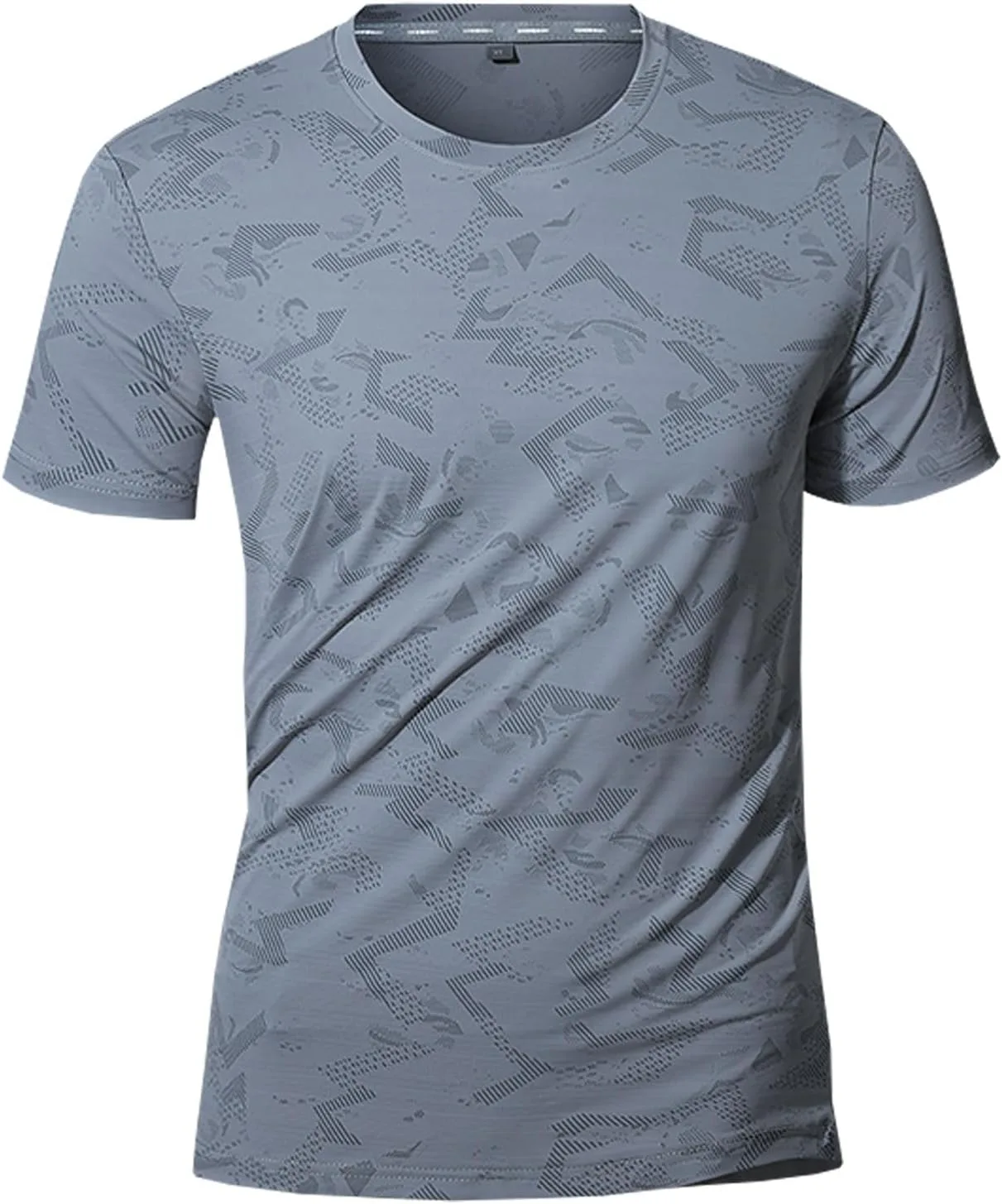 

Футболка мужская спортивная с геометрическим принтом, короткий рукав, круглый вырез, Multicolor decion