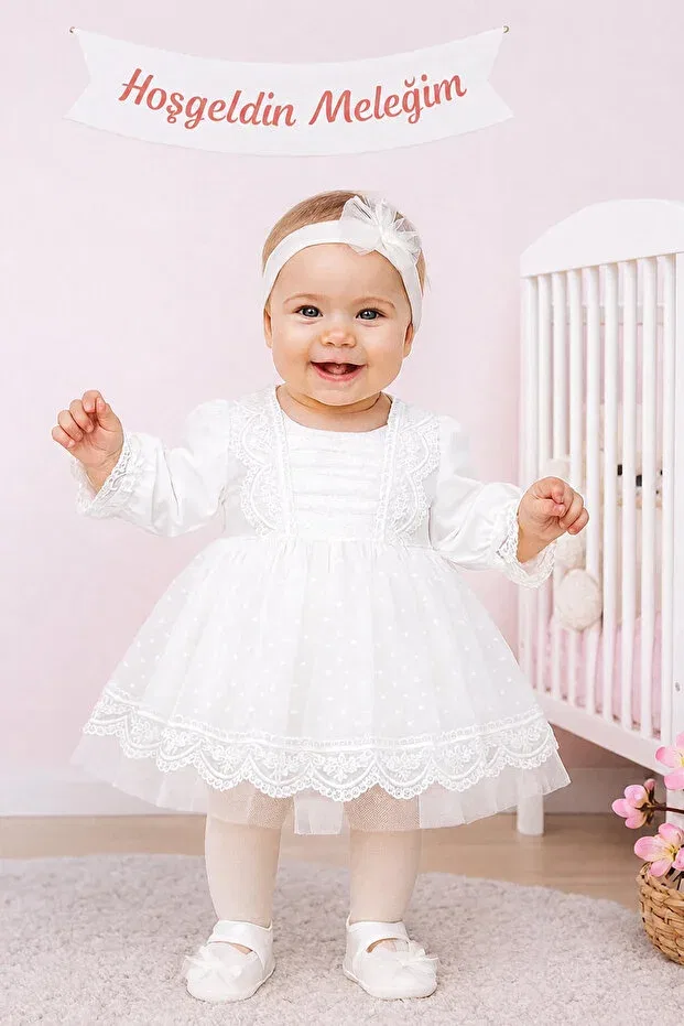 Детский комплект для девочек с кружевом Sitilin, White