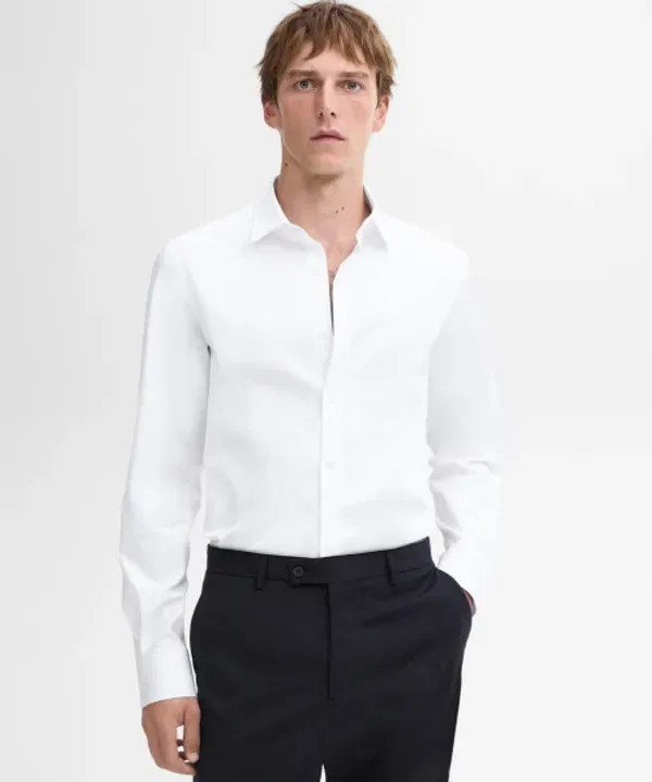 Слим-фит рубашка из 100% хлопка поплин, Massimo Dutti