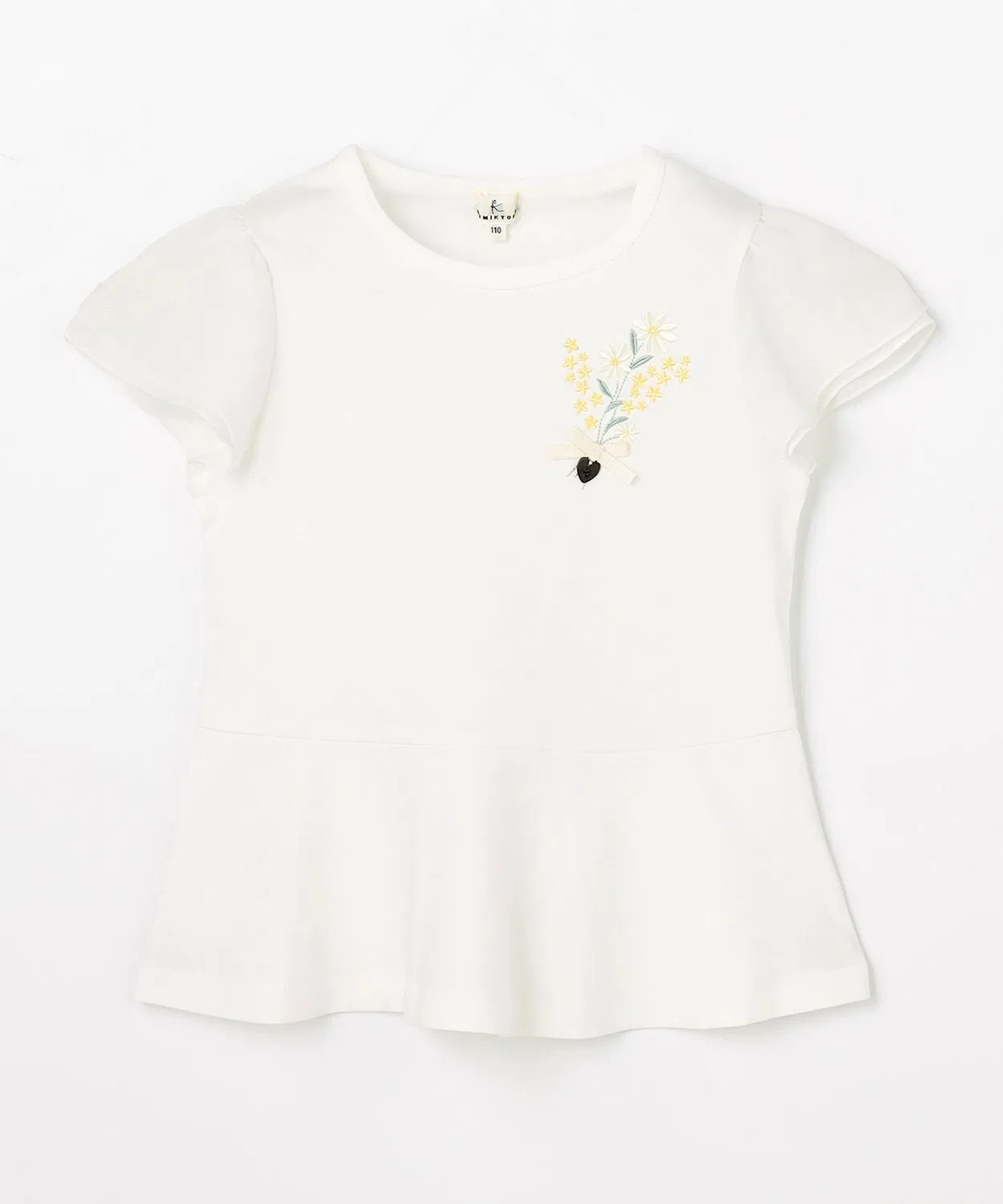 Детская футболка с цветочной брошью Kumikyoku KIDS, Ivory — фото 4