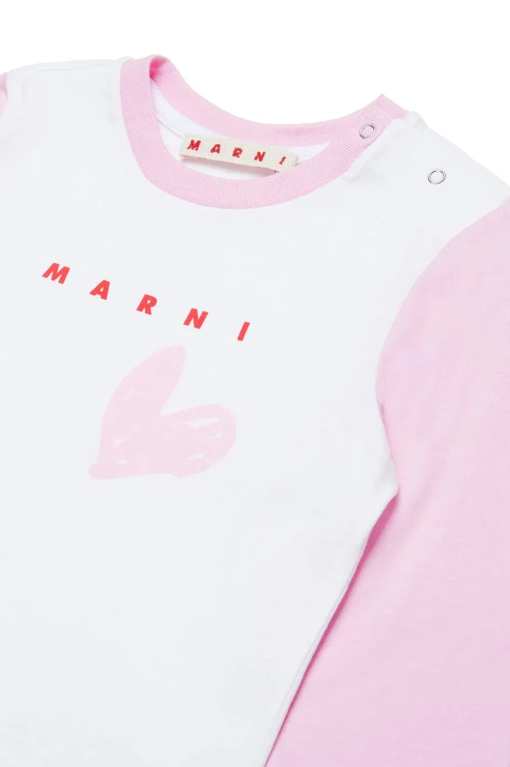 Детская футболка для девочек с принтом сердца Marni, White — фото 3