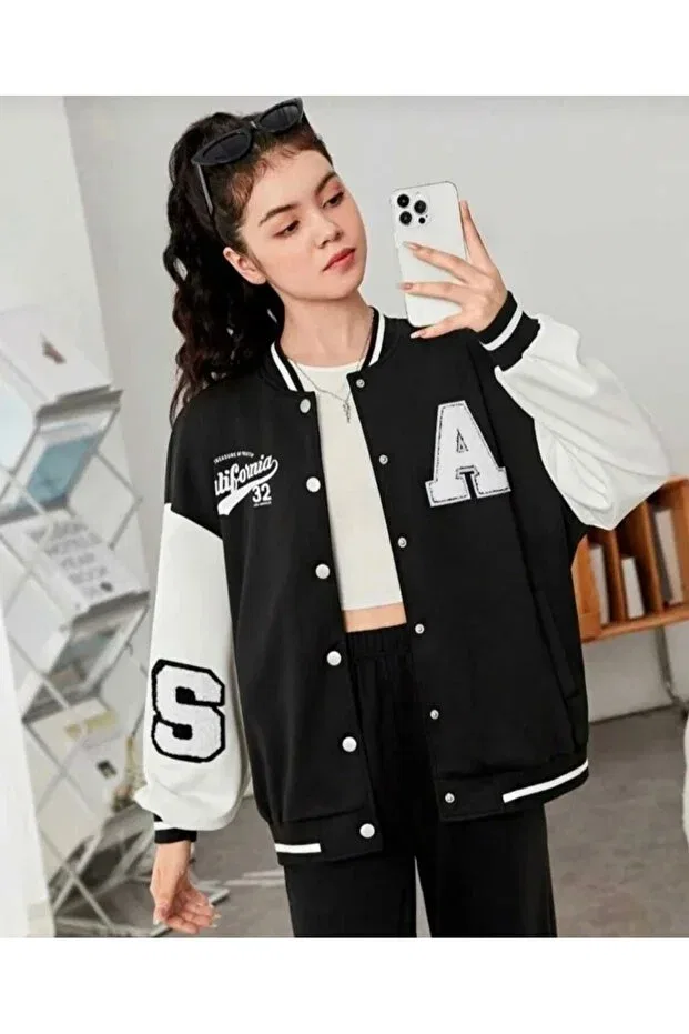 Детская куртка для девочек с принтом Children'S College Jacket Generic Brands, Siyah