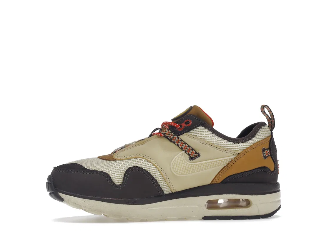 Детские кроссовки с принтом Nike Air Max 1 Travis Scott Cactus Jack Nike, Baroque Brown/Lemon Drop/Wheat/Chile Red — фото 3