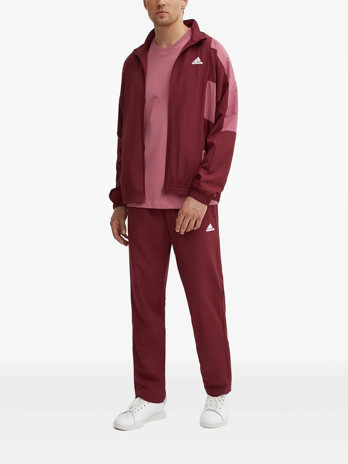 Куртка на молнии - цветовой блок, красная Adidas, красный — фото 3