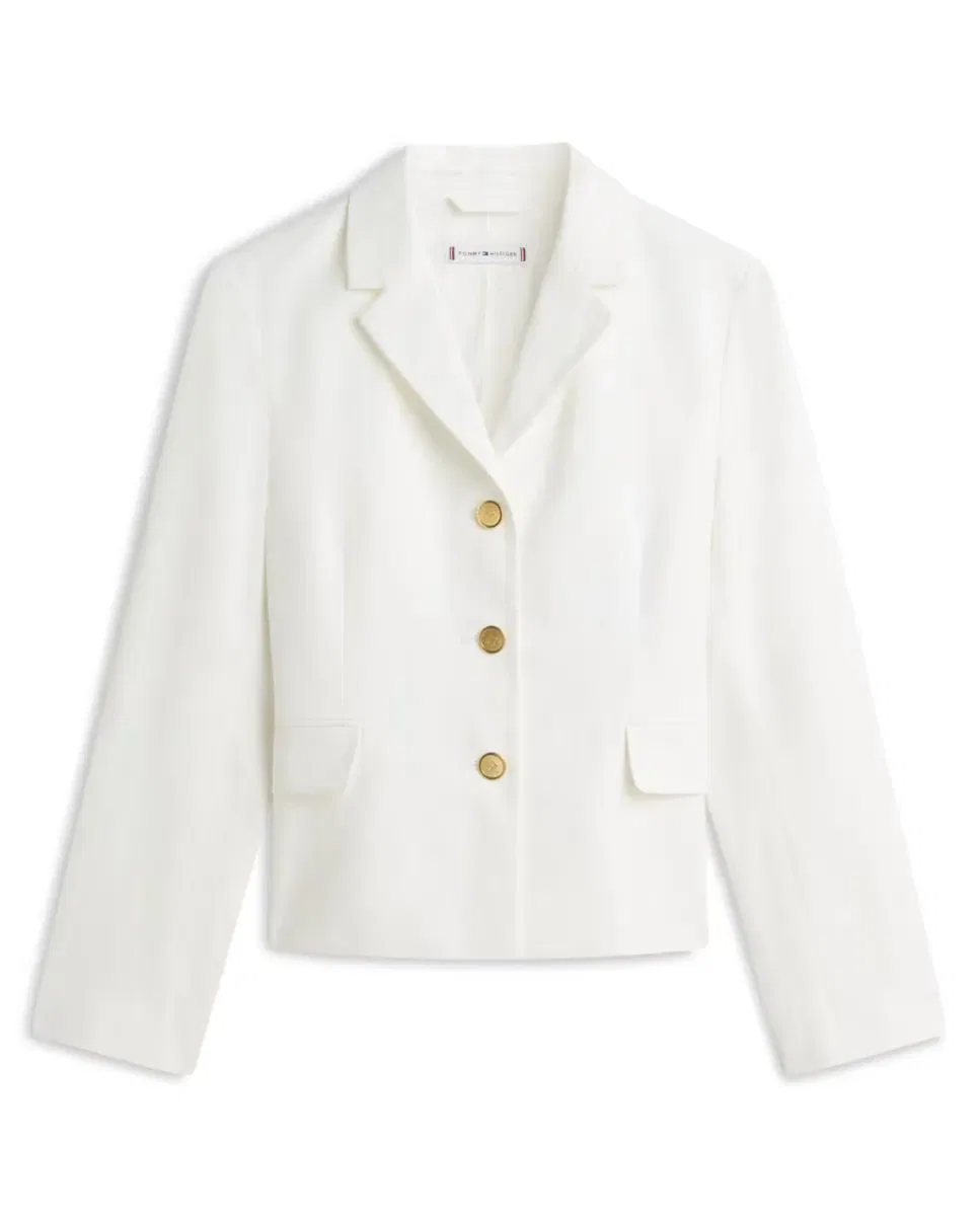 Женский блейзер из льняной смеси с принтом Tommy Hilfiger, Blanco — фото 4