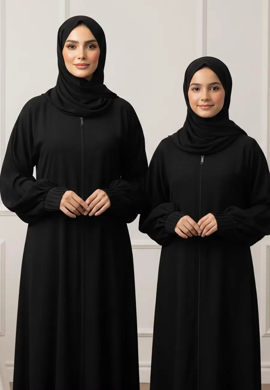 Абая минималистичная с матч-дизайном Layla Nukhbaa, черный — фото 3