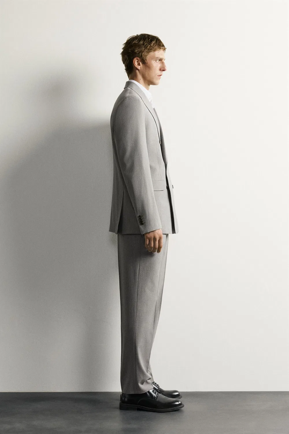 Полосатые костюмные брюки обычного кройа ZARA, Grey marl — фото 4