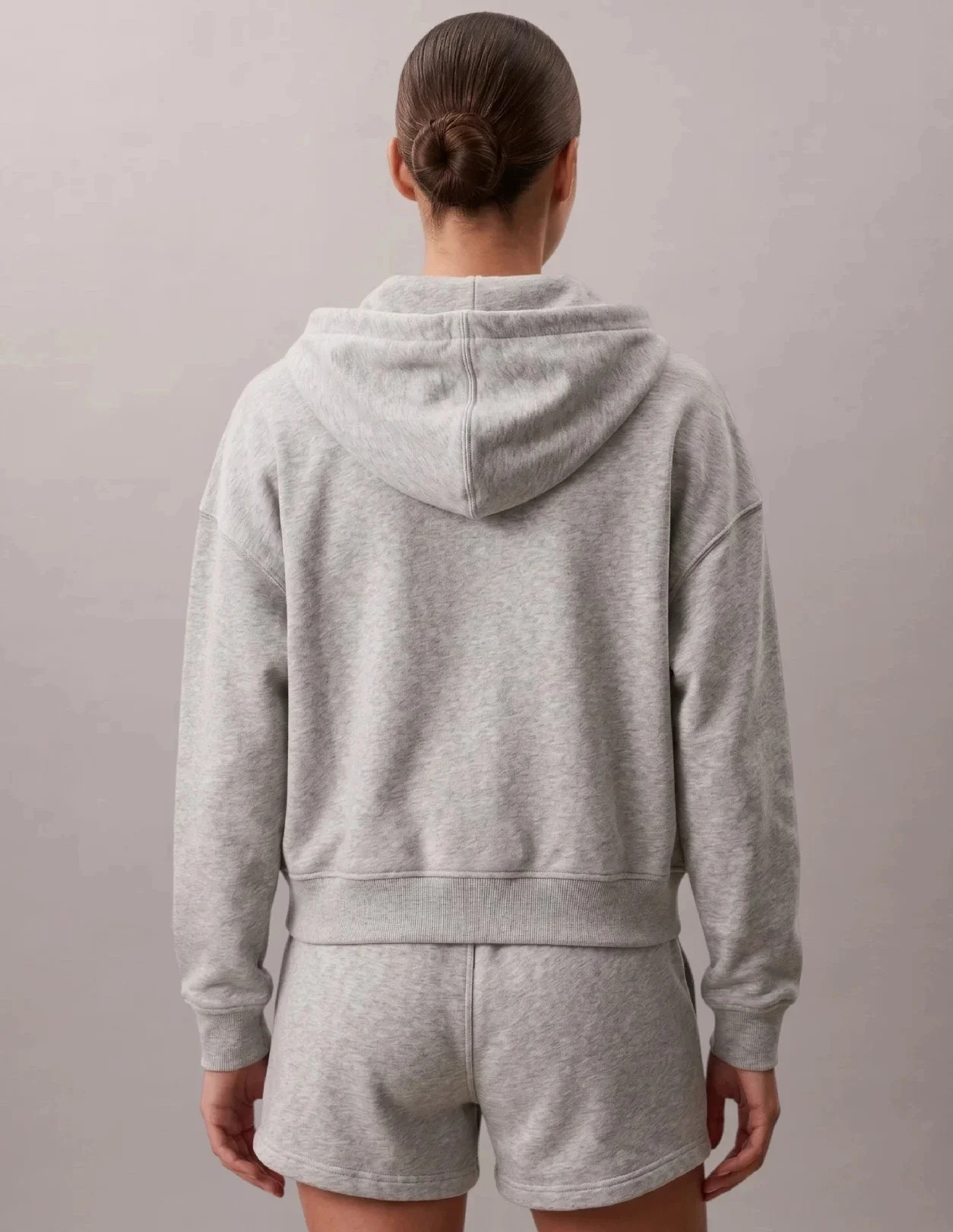 Толстовка Calvin Klein Full Zip Sweat Hoodie, серый меланж — фото 3
