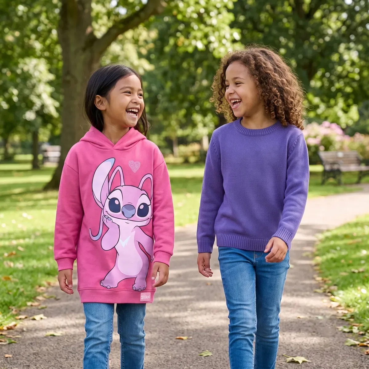 Детский худи с принтом Lilo and Stitch Angel Disney, Pink — фото 2