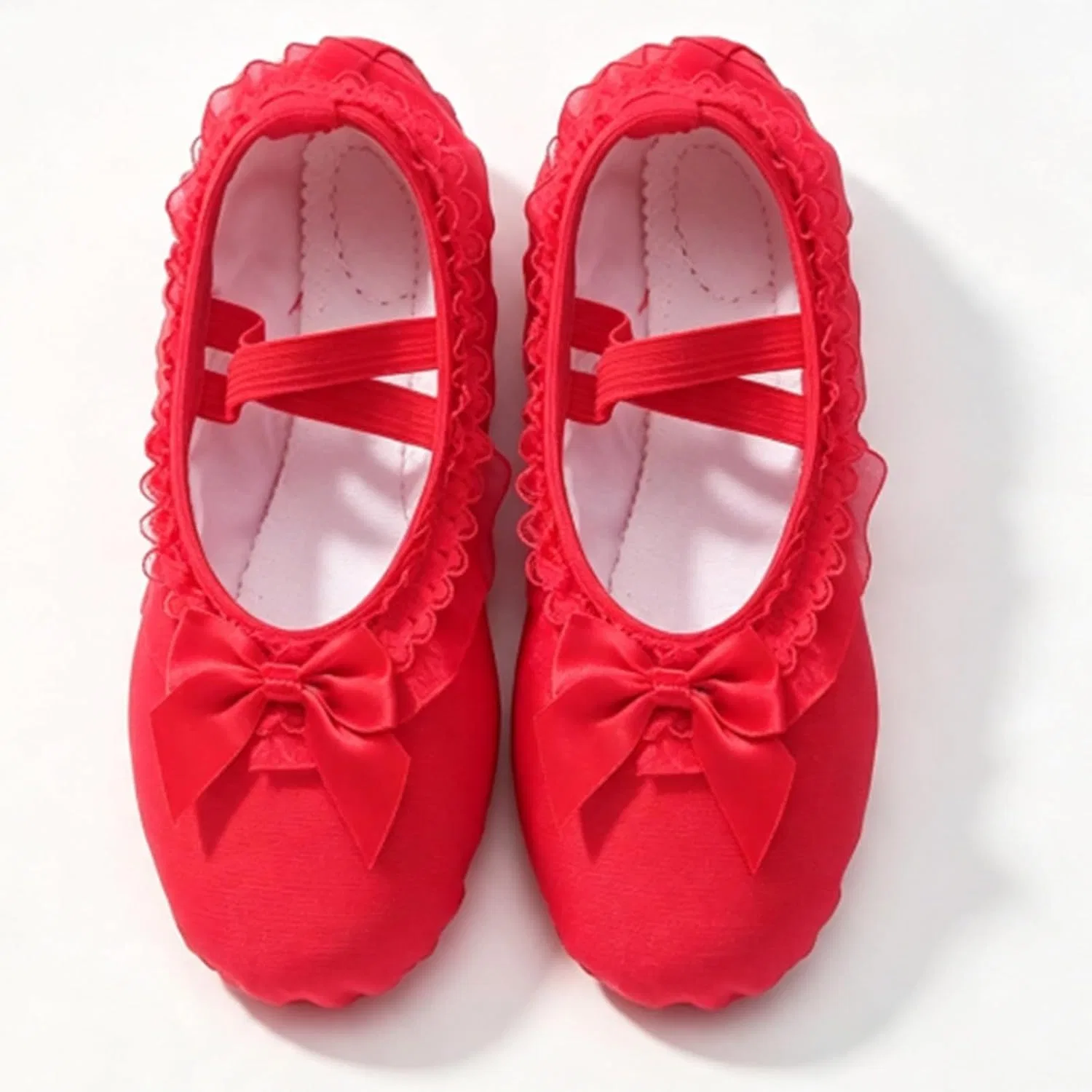 Детские балетки для девочек с принтом Canvas Ballet Shoes Girls Split Sole Soft Flats Elastic Straps Slippers — фото 4