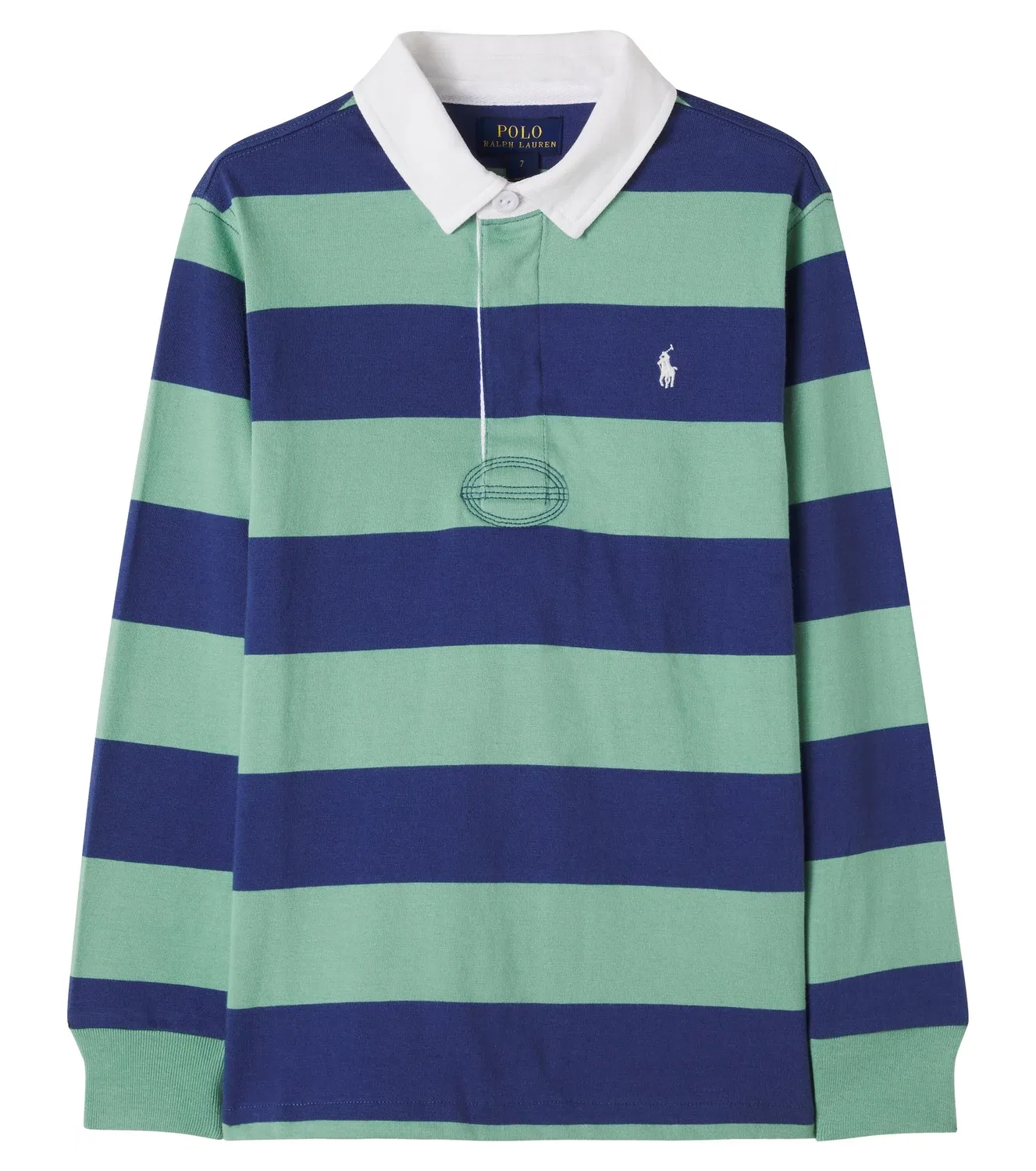 Поло из хлопкового трикотажа в полоску Polo Ralph Lauren Kids, зеленый