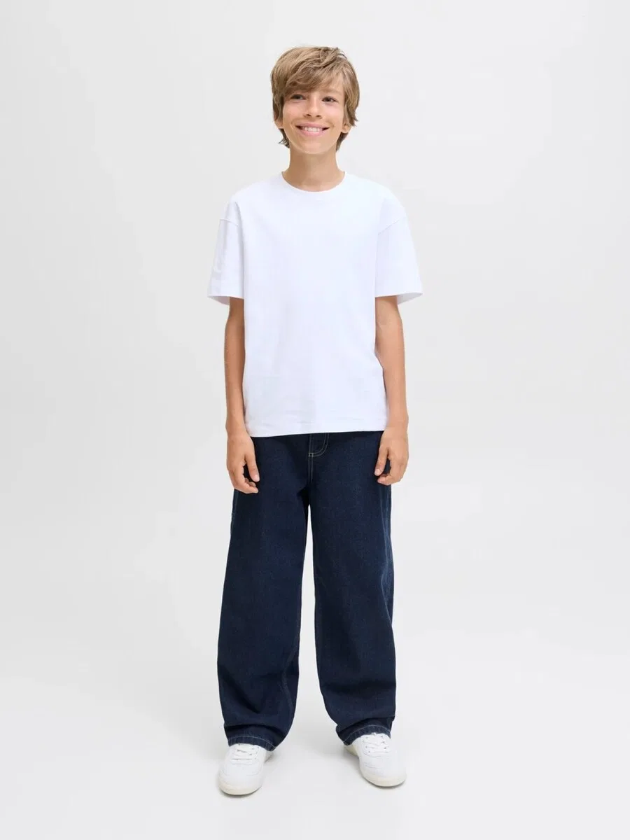 Джинсы Jack & Jones Junior Wide leg Jeans 'JJIALEX JJCARPENTER' синего цвета — фото 3
