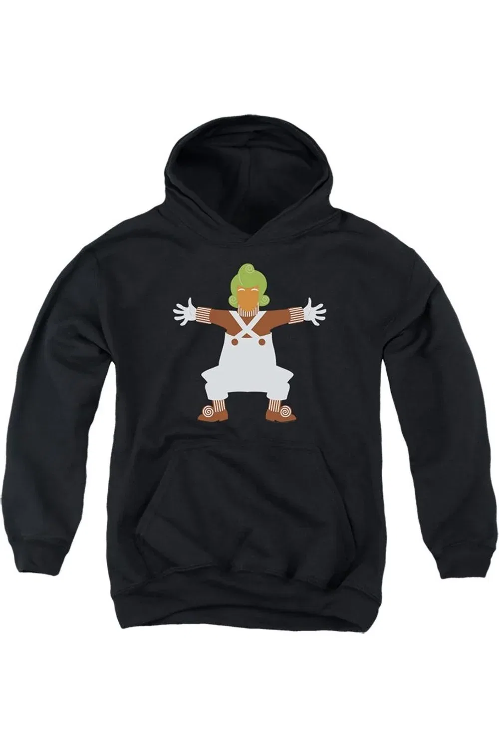 Детское худи с принтом Willy Wonka And The Chocolate Factory Lone Oompa Loompa Gildan, черный
