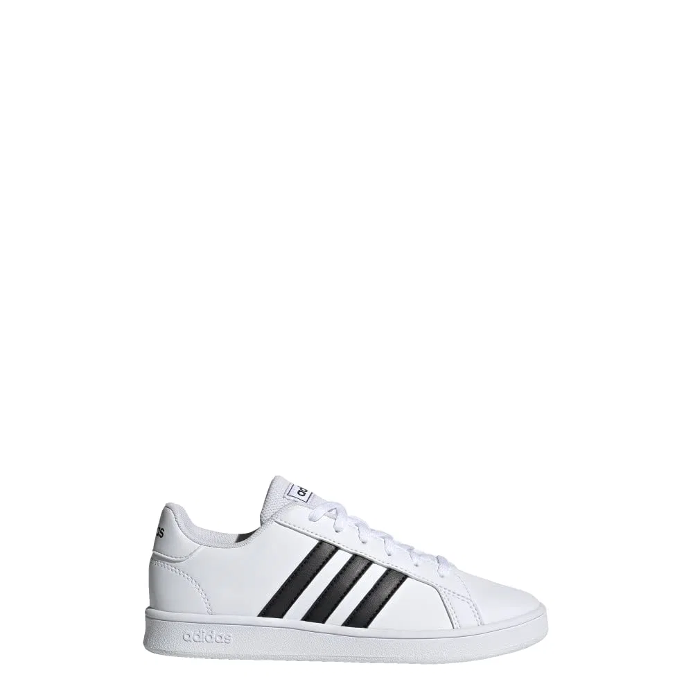 Детские кроссовки с липучкой Grand Court Lifestyle Hook and Loop Adidas, White Black Pure White — фото 3
