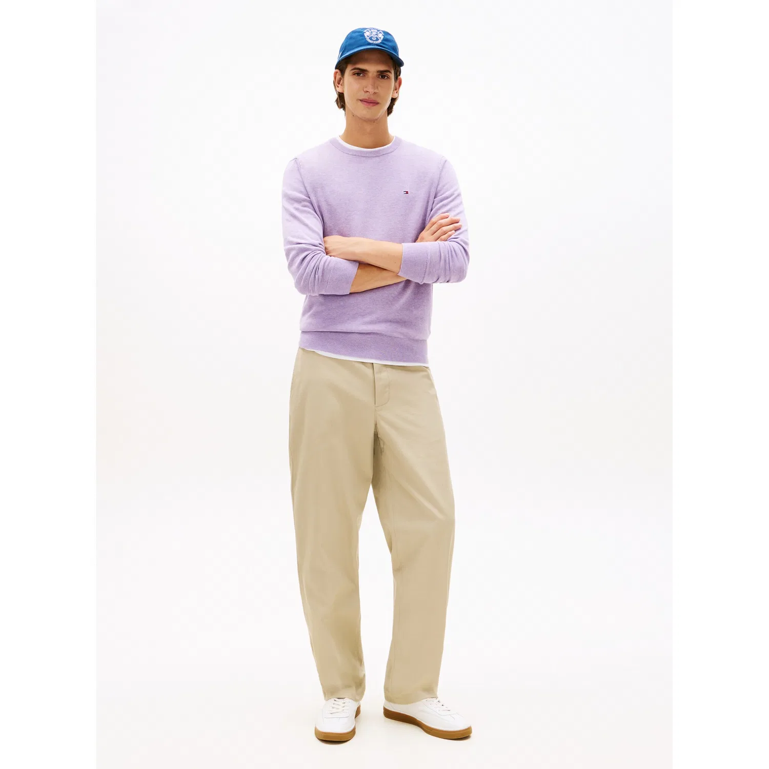 Мужской хлопковый свитер с круглым вырезом Essential Cotton Tommy Hilfiger, Lavender Heather — фото 3