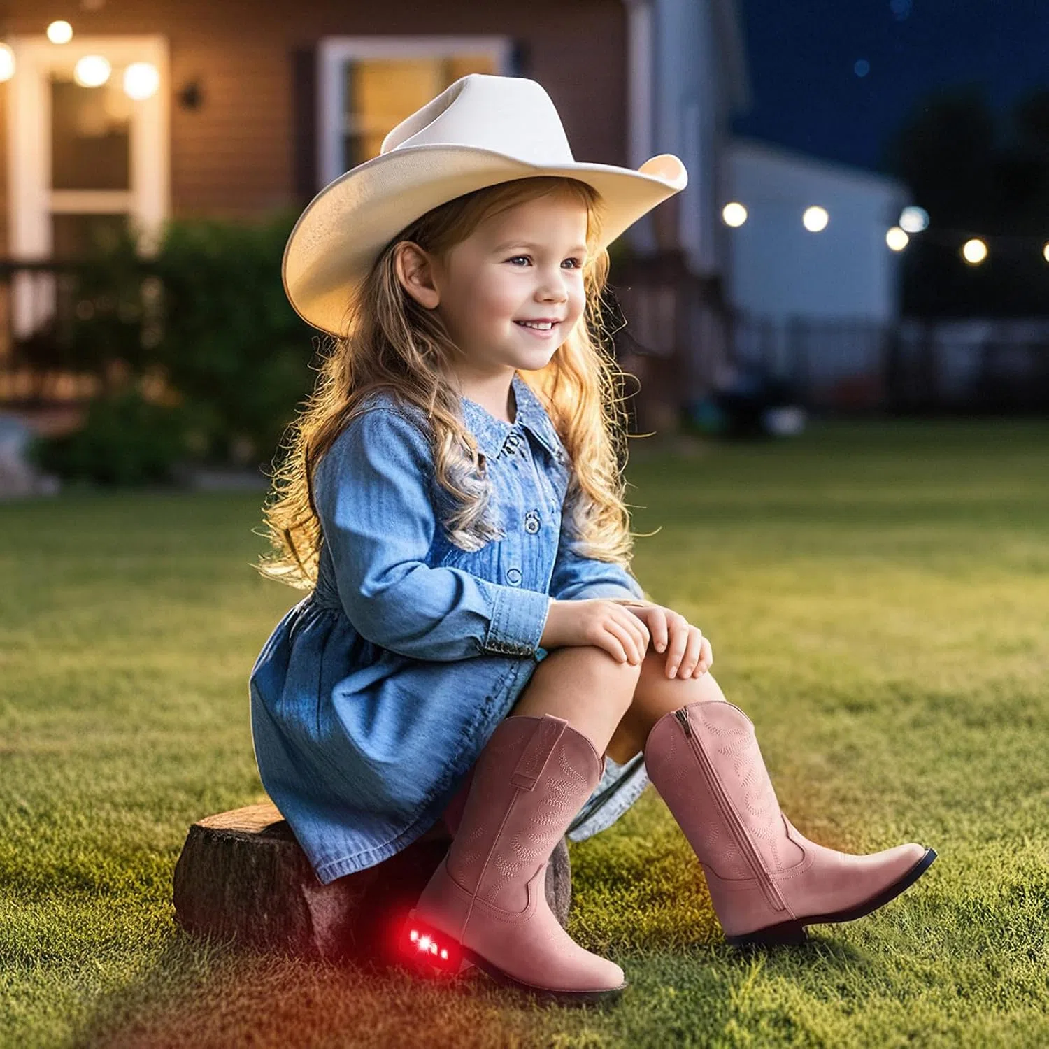 Детские сапоги ковбойские с подсветкой Classic Western Rollda, Pink — фото 2