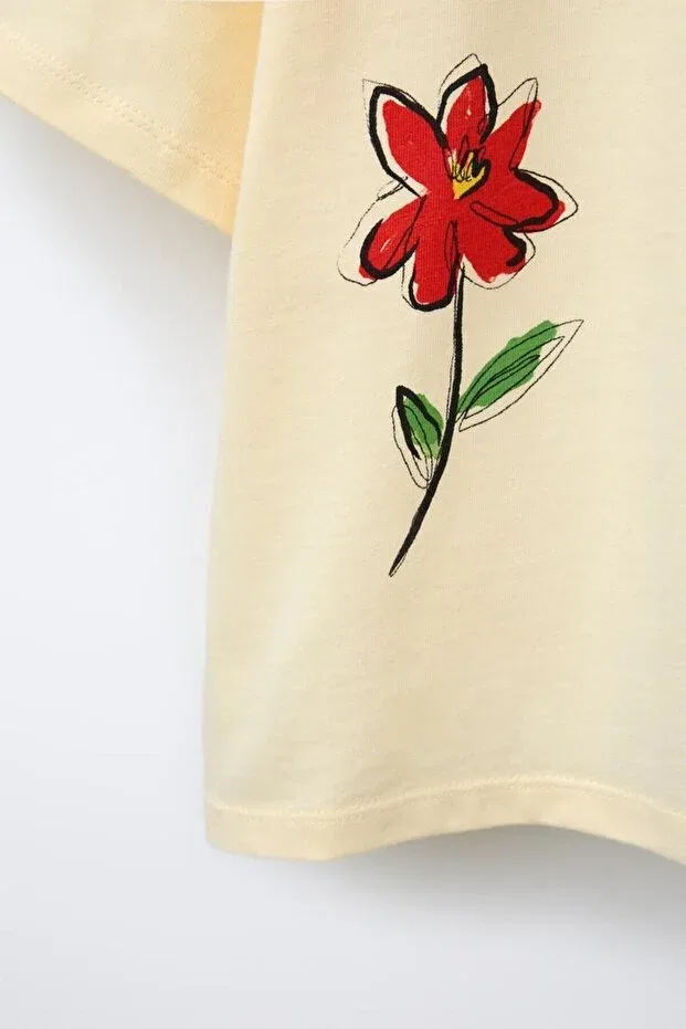 Детская футболка для девочек с принтом Floral Printed The Champ Clothing, Yellow — фото 4