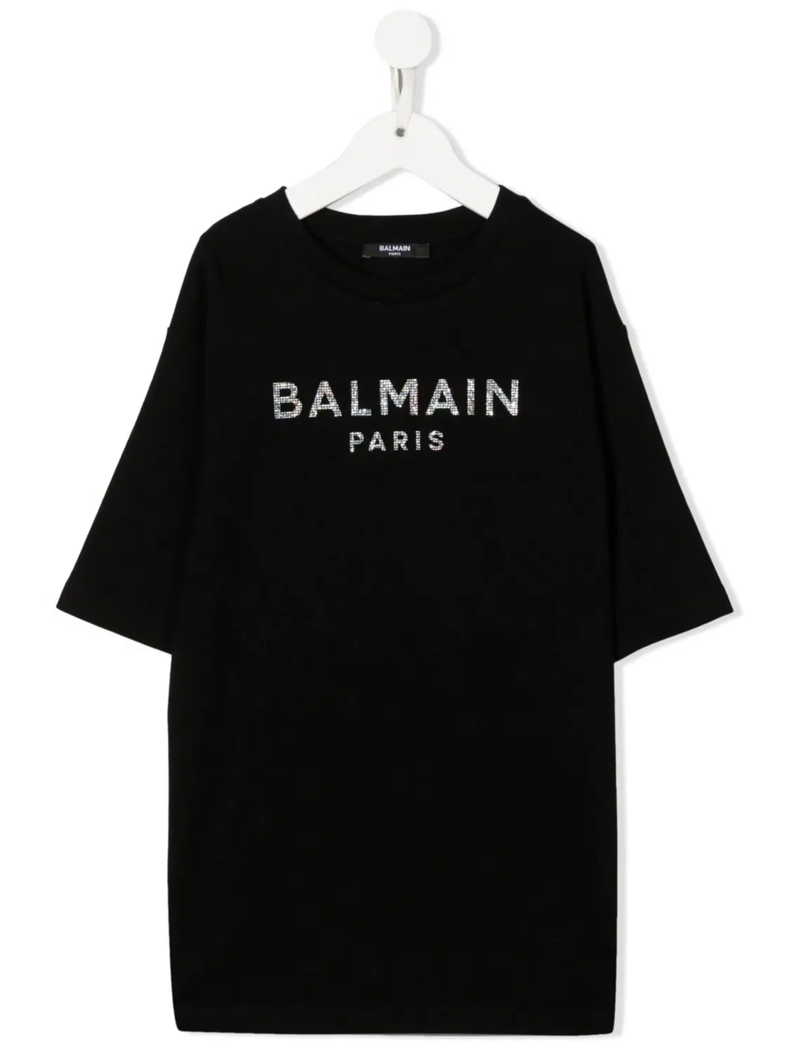Футболка с логотипом и кристаллическим декором Balmain, черный