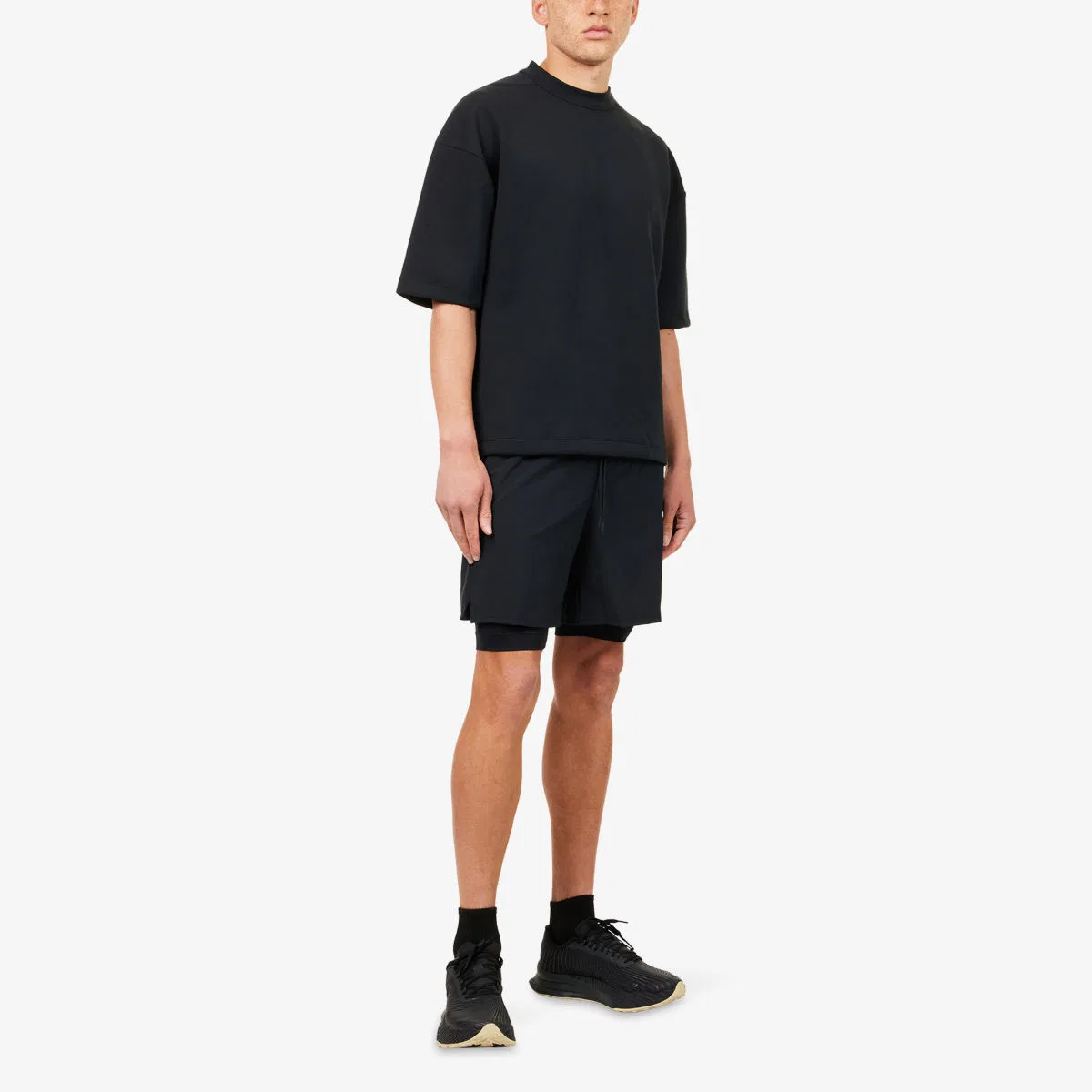 Трикотажная футболка с коротким рукавом из материала Dri-fit Nike, черный/темно-серый — фото 2