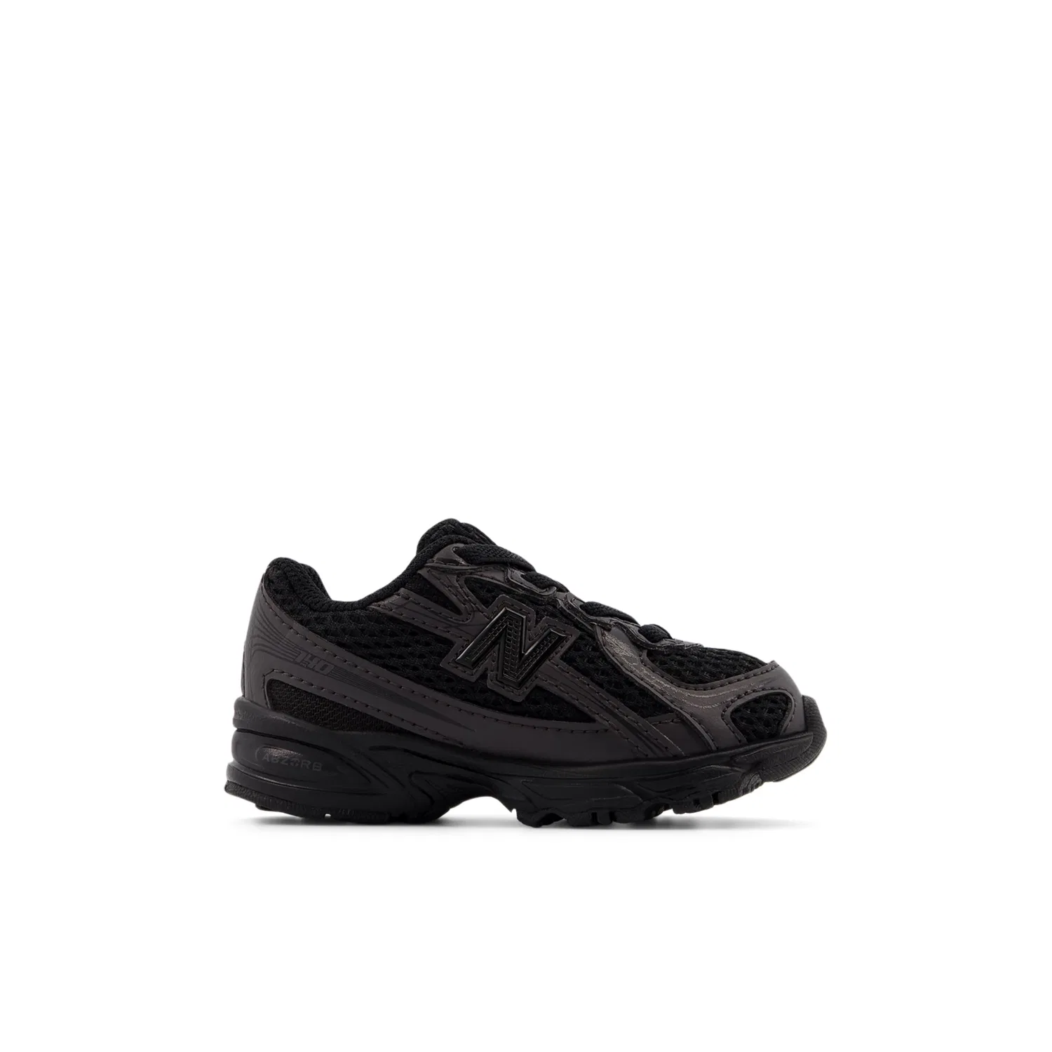 Детские кроссовки на шнурках-резинках 740 Bungee Lace New Balance, Black Cement
