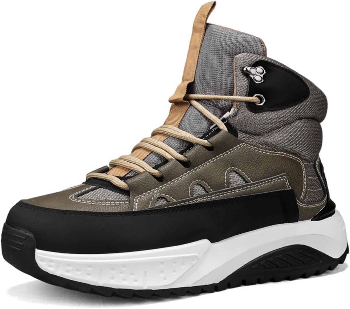 

Мужские спортивные туфли-платформы на высокую подошву, модные ботинки на молнии с плетеной структурой, с толстой подошвой, на щиколотку, повседневные теннисные в ретро-стиле, плетеные прогулочные туфли Houdbdol, зеленый