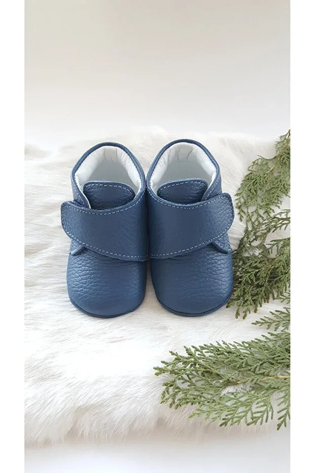 Детские ботиночки для девочек кожаные на липучке Hodore, Blue