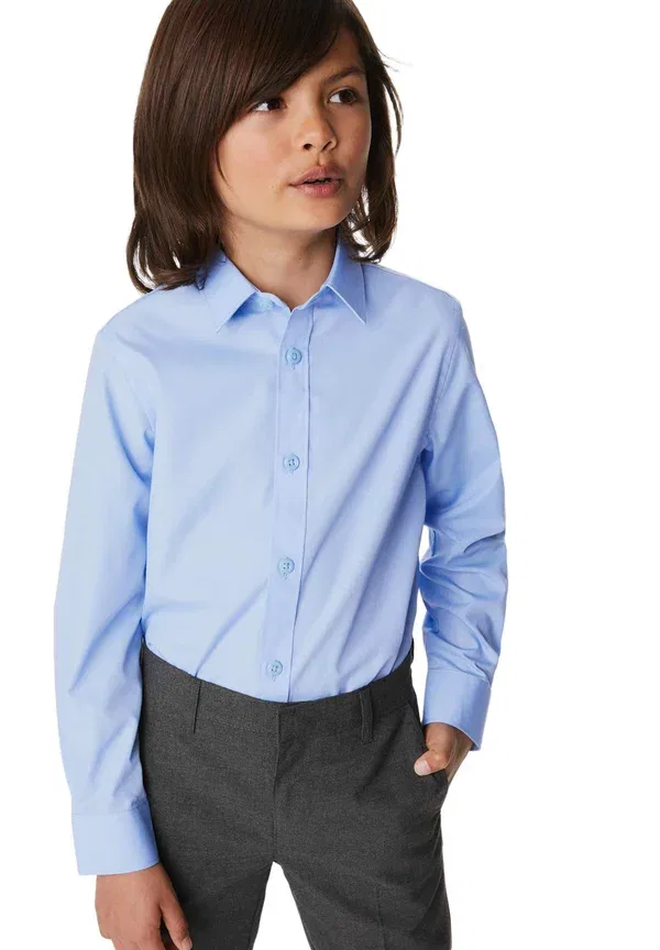 Блузка с немнущейся тканью Easy School - button-down blouse, Marks & Spencer, синий — фото 4