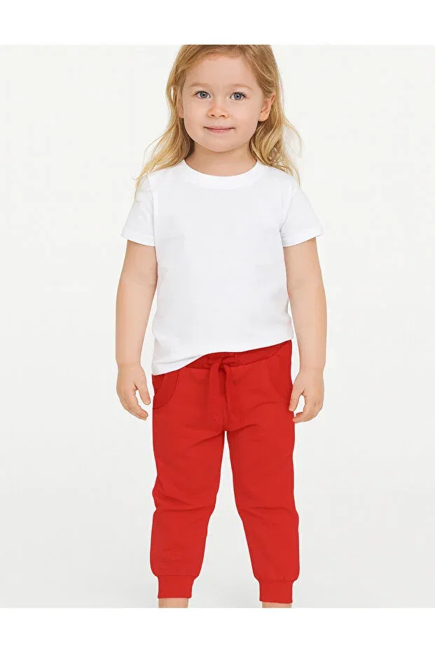 Детские спортивные штаны для девочек хлопковые Basics Organickid, Red — фото 2