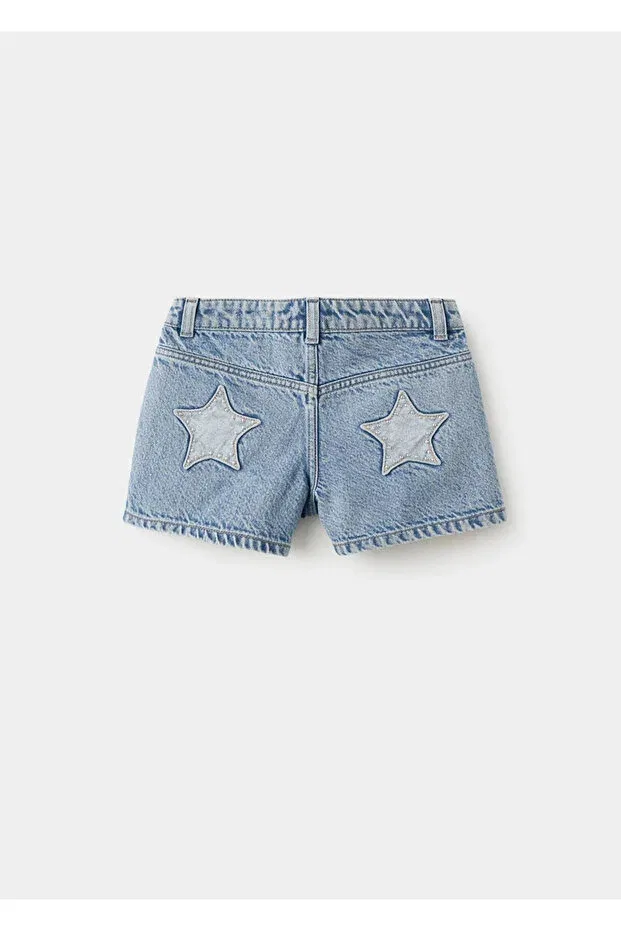 Детские шорты для девочек с принтом Mango Kids, Dull Blue — фото 3