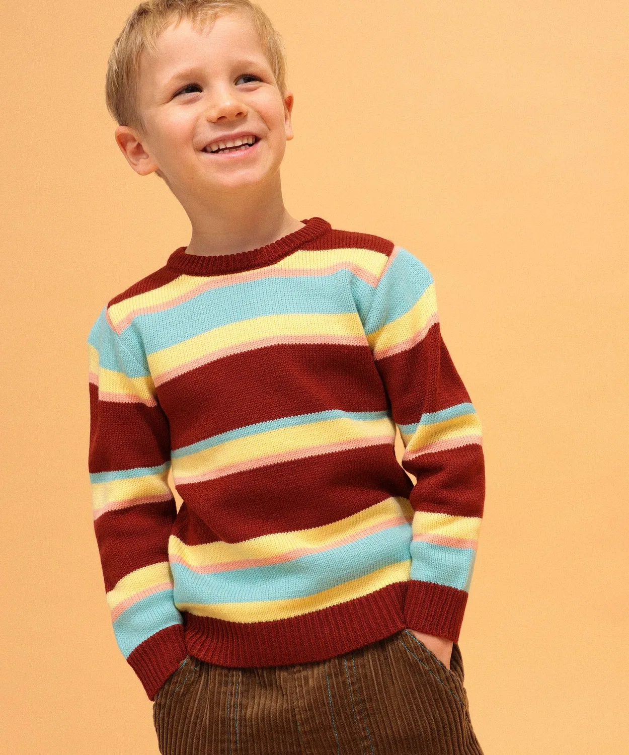 Детский свитер с длинным рукавомMulti Stripe LOGAN knitting mills, Brown