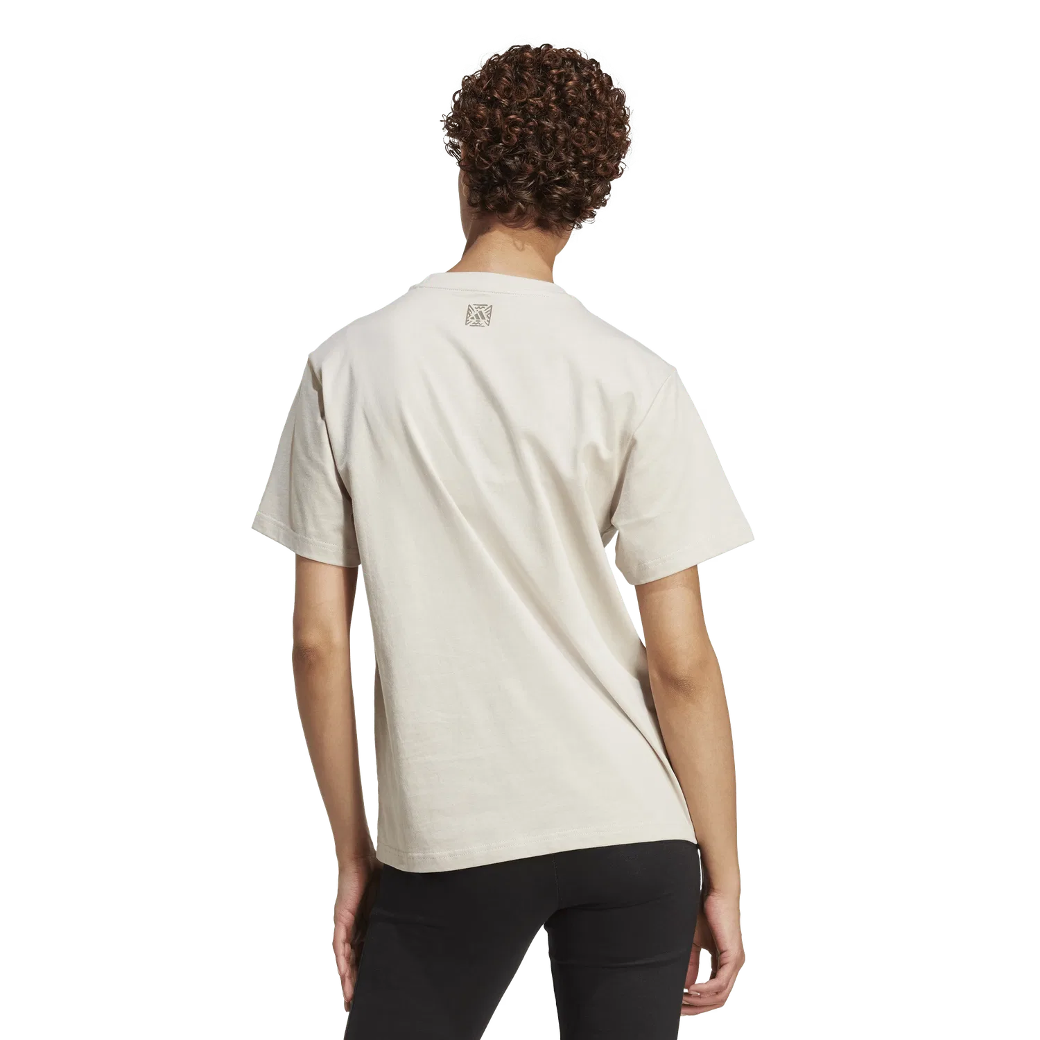 Женская футболка с коротким рукавом Adidas, бежевый — фото 3