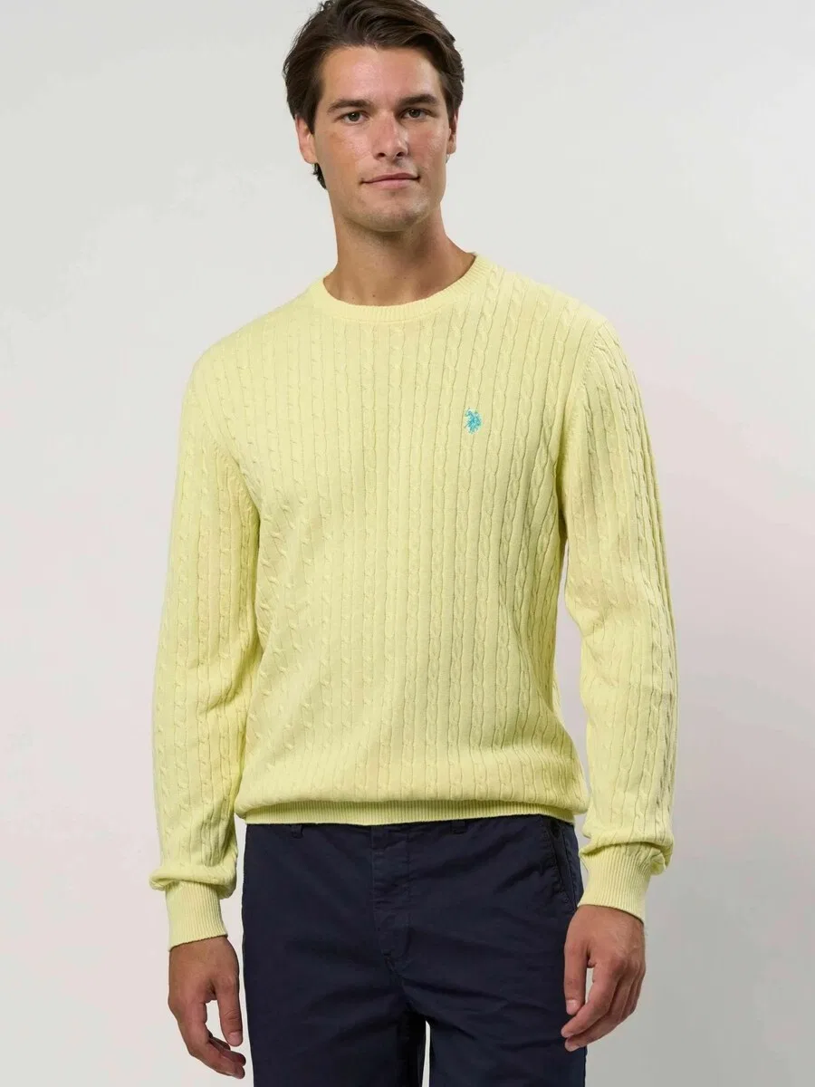 Свитер U.S. Polo Assn. 'UMMads' лимонного цвета — фото 3