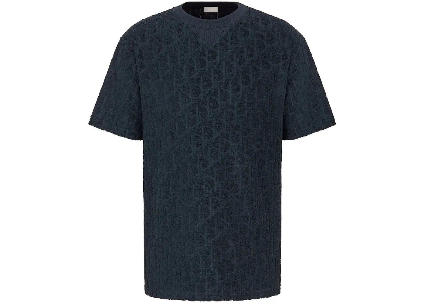 Мужская футболка с принтом Dior Oversized Oblique T-Shirt, Navy Blue Terry Cotton Jacquard