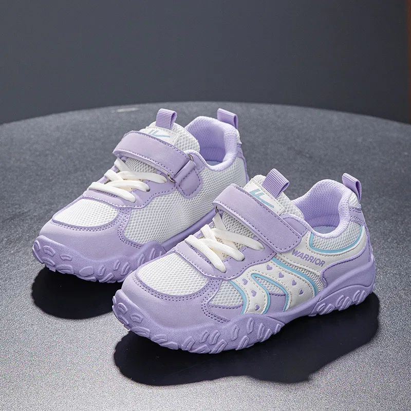 Детские повседневные кроссовки из синтетической кожи Beige Purple WARRIOR — фото 3