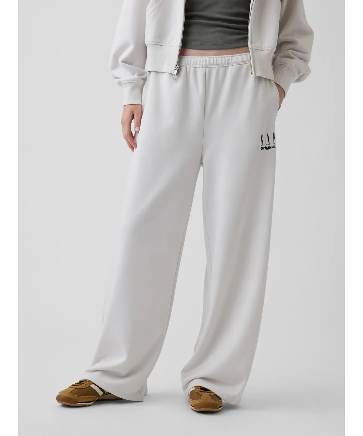 Женские свободные спортивные брюки с логотипом GAP, Ivory