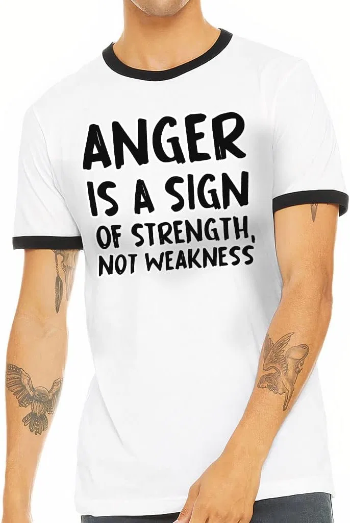Мужская футболка с принтом Anger Is a Sign Of Strength, White/Black