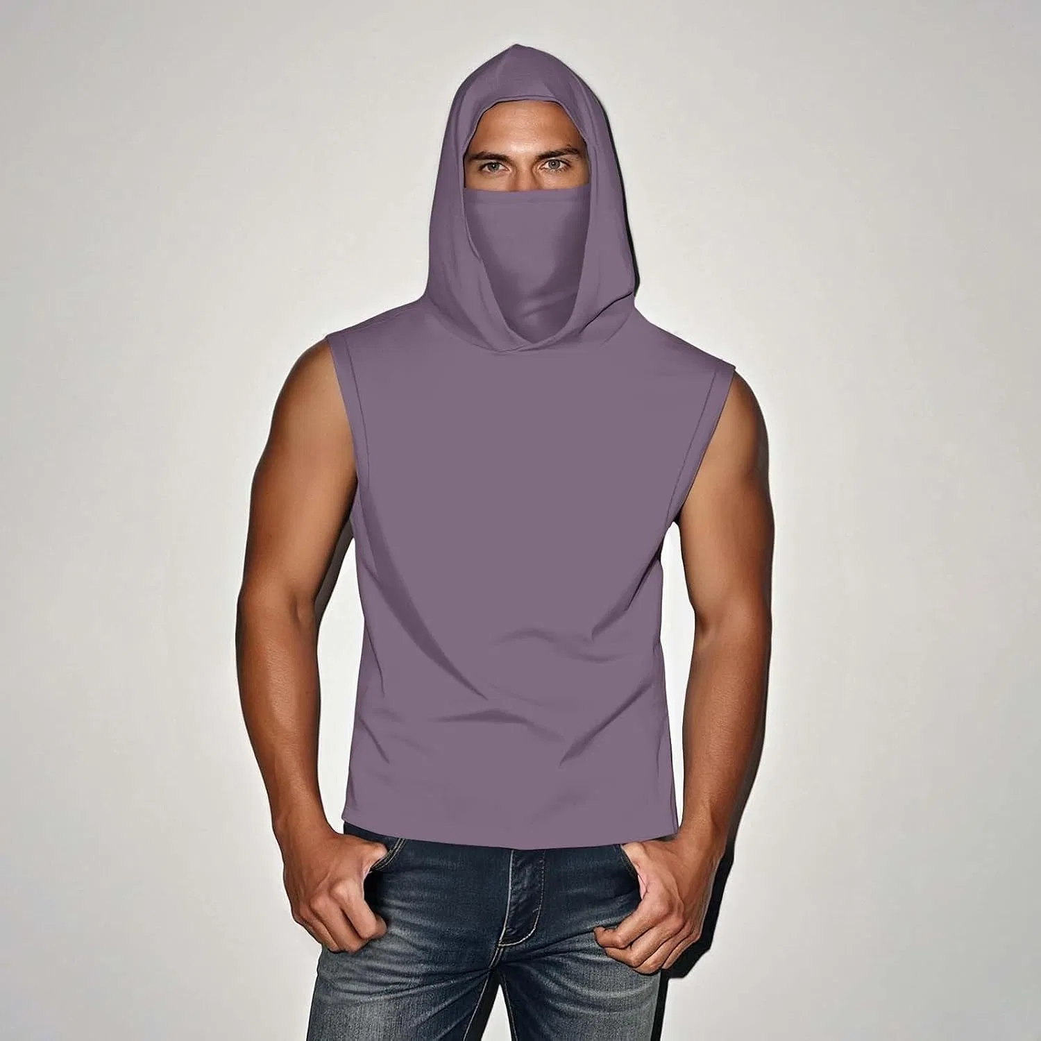 Мужская солнцезащитная безрукавка с капюшоном Pelang, Purple — фото 3